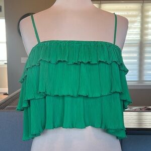 Boture Tiered Pleated Top Green Size M USA 6 EUR 36 Accordion Pleat Sleeveless